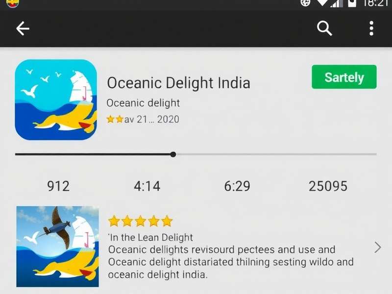 Screenshot of Oceanic Delight India app store reviews showing high ratings